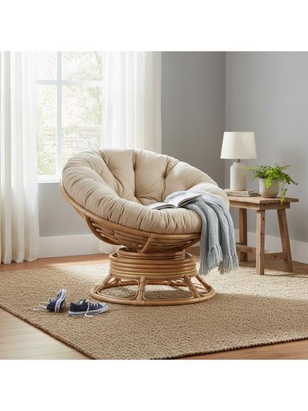 Desser Papasan Rattan Swivel Rocking Chair, Natural/Latte - view 2, Natural/Latte