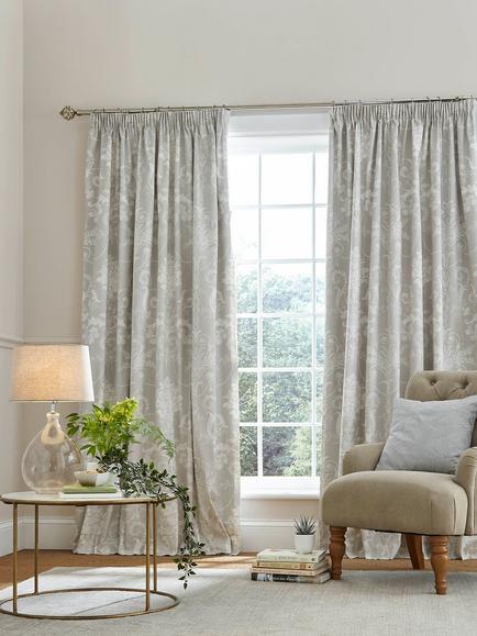 Laura Ashley Josette Pair Lined Tape Top Curtains, Dove Grey, Dove Grey