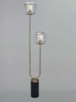 Pacific Florence Glass Floor Lamp, Black/Gold, Black/Gold