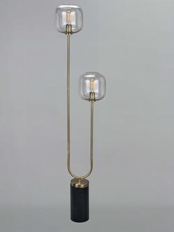 Pacific Florence Glass Floor Lamp, Black/Gold - view 2, Black/Gold