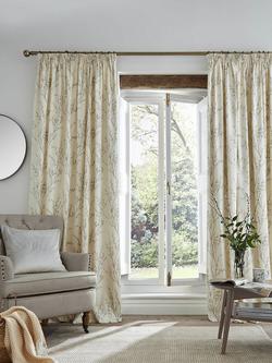 Pussy Willow Pair Lined Pencil Pleat Curtains, Off White/Dove Grey, Steel/Off White