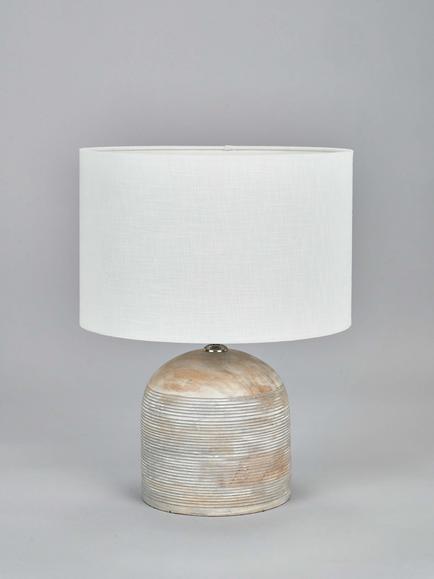Pacific Nelu Grey Wooden Table Lamp - view 2, Matt Grey