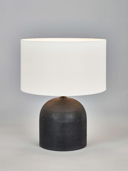 Pacific Nelu Grey Wooden Table Lamp, Black