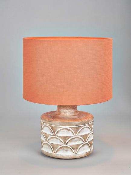 Pacific Kingsbury Curved Wooden Large Table Lamp, White Wash, White Wash