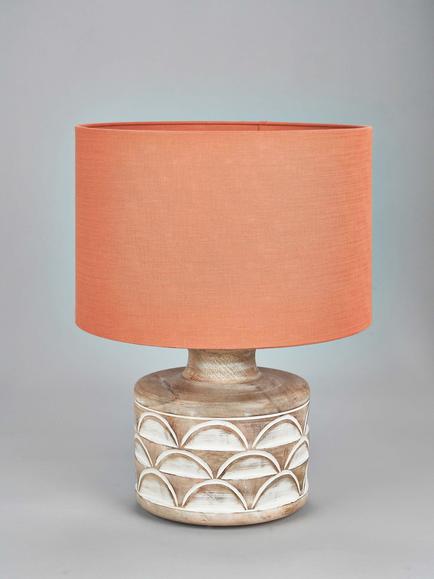 Pacific Kingsbury Curved Wooden Large Table Lamp, White Wash - view 2, White Wash