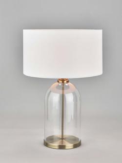 Pacific Cloche Glass Base Table Lamp, Clear/Antique Brass, Clear/Antique Brass