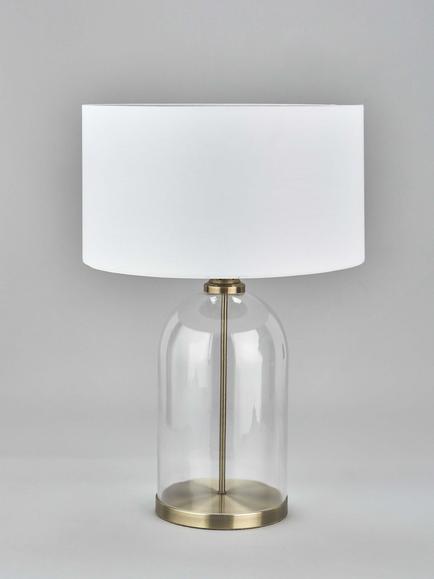 Pacific Cloche Glass Base Table Lamp, Clear/Antique Brass - view 2, Clear/Antique Brass
