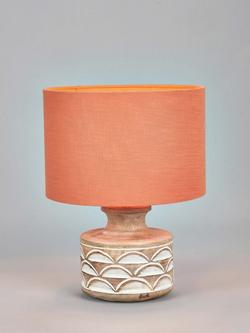 Pacific Kingsbury Curved Wooden Small Table Lamp, White Wash, White Wash