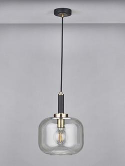 Pacific Florence Glass Pendant Ceiling Light, Black/Gold - view 2, Black/Gold