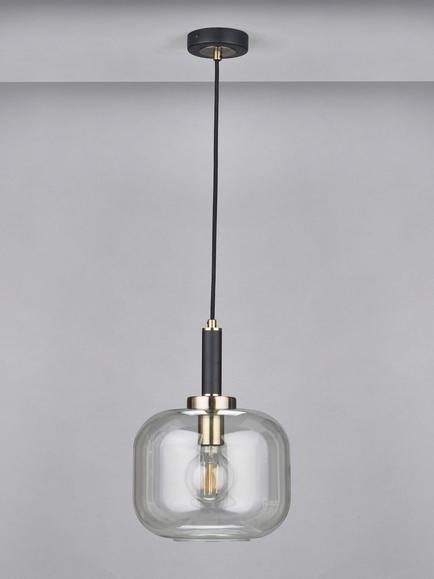 Pacific Florence Glass Pendant Ceiling Light, Black/Gold - view 2, Black/Gold