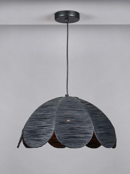 Pacific Petal Black Raffia Pendant Ceiling Light, Black