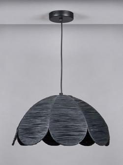 Pacific Petal Black Raffia Pendant Ceiling Light - view 2, Black