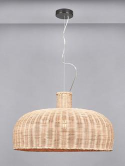 Pacific Caswell Natural Dome Pendant Ceiling Light, Rattan, Rattan