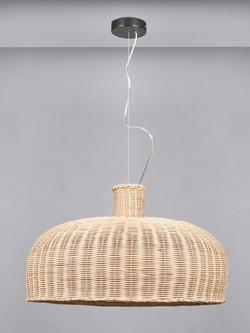 Pacific Caswell Natural Dome Pendant Ceiling Light, Rattan - view 2, Rattan
