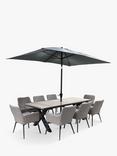 LG Outdoor Java 8-Seater Rectangular Garden Dining Set & Parasol, Grey