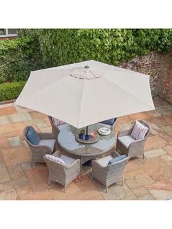 LG Outdoor Monte Carlo 6-Seater Round Garden Dining Table & Chairs Set - view 2, Sand