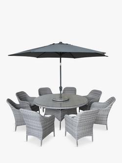 LG Outdoor Monte Carlo 8-Seater Round Garden Dining Table & Chairs Set, Stone
