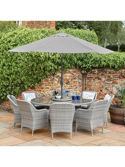 LG Outdoor Monte Carlo 8-Seater Round Garden Dining Table & Chairs Set - view 2, Stone