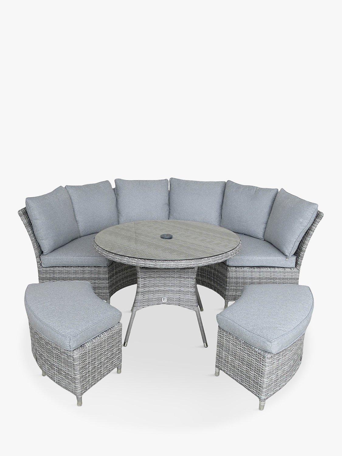 LG Outdoor Monte Carlo 8-Seater Garden Curved Casual Dining Set, Stone