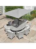 LG Outdoor St Tropez 8-Seater Oval Garden Dining Table & Chairs Set with Parasol