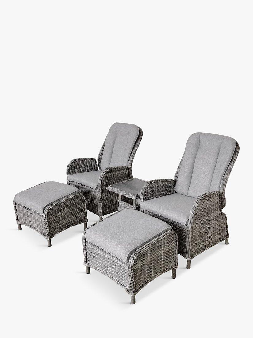 LG Outdoor St Tropez 2-Seater Reclining Garden Chairs with Footstools & Side Table Set