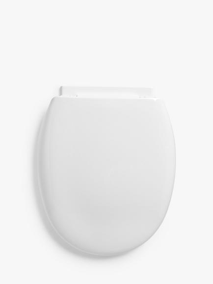 John Lewis Bottom Fix Toilet Seat, White, White