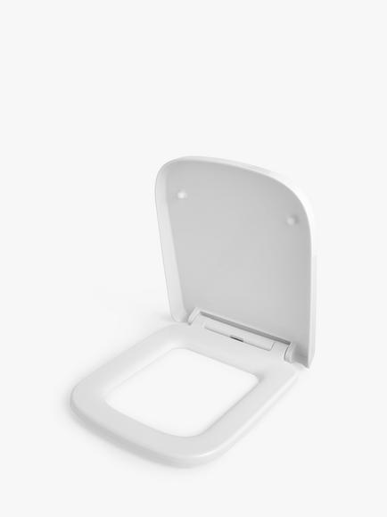 John Lewis Soft Square Easy-Fix Toilet Seat, White - view 2, White