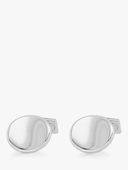 Hoxton London Concave Oval Cufflinks, Silver - view 2, Silver