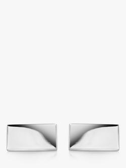 Hoxton London Rectangular Cufflinks, Silver - view 2, Silver