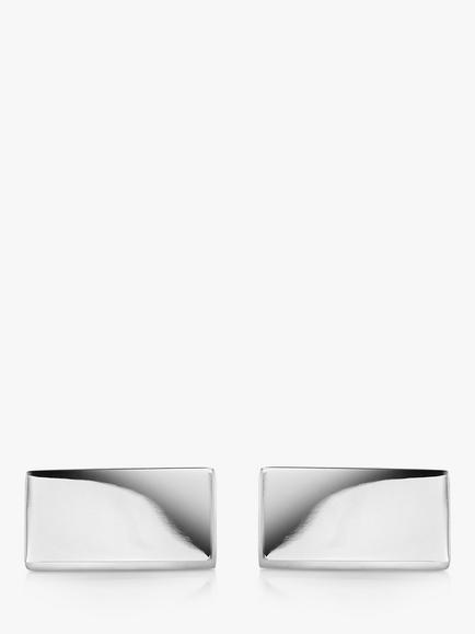 Hoxton London Rectangular Cufflinks, Silver - view 2, Silver