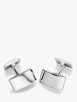Hoxton London Domed Rectangular Cufflinks, Silver, Silver