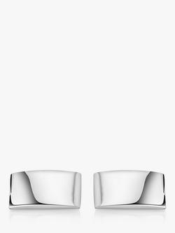 Hoxton London Domed Rectangular Cufflinks, Silver - view 2, Silver