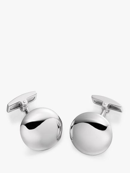 Hoxton London Domed Round Cufflinks, Silver, Silver