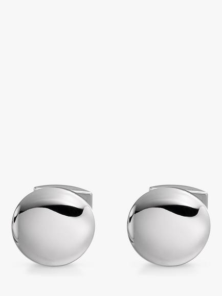 Hoxton London Domed Round Cufflinks, Silver - view 2, Silver