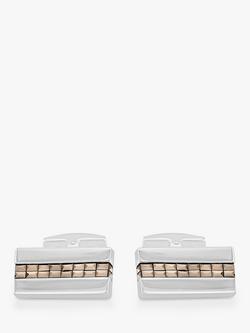 Hoxton London Marcasite Set Rectangle Cufflinks, Silver - view 2, Silver