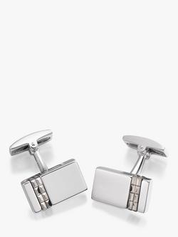 Hoxton London Vertical Marcasite Set Rectangle Cufflinks, Silver, Silver