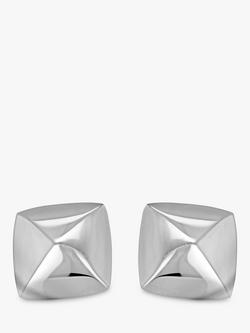 Hoxton London Pyramid Square Cufflinks, Silver - view 2, Silver