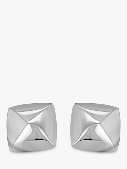 Hoxton London Pyramid Square Cufflinks, Silver - view 2, Silver