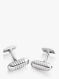 Hoxton London Ribbed Bullet Cufflinks, Silver