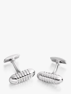 Hoxton London Ribbed Bullet Cufflinks, Silver, Silver