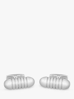 Hoxton London Ribbed Bullet Cufflinks, Silver - view 2, Silver