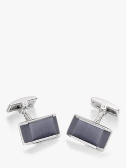 Hoxton London Cat's Eye Rectangle Cufflinks, Silver/Grey, Silver/Grey