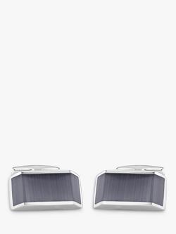 Hoxton London Cat's Eye Rectangle Cufflinks, Silver/Grey - view 2, Silver/Grey