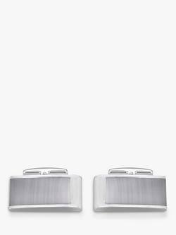 Hoxton London Cats Eye Curved Rectangle Cufflinks, Silver/Grey - view 2, Silver/Grey