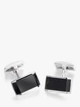 Hoxton London Onyx Rectangle Cufflinks, Silver/Black