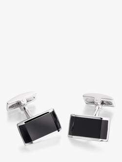 Hoxton London Onyx Rectangle Cufflinks, Silver/Black, Silver/Black