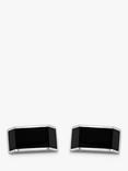 Hoxton London Onyx Rectangle Cufflinks, Silver/Black