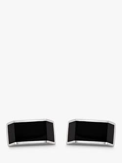 Hoxton London Onyx Rectangle Cufflinks, Silver/Black - view 2, Silver/Black