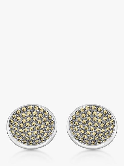 Hoxton London Marcasite Set Round Cufflinks, Silver - view 2, Silver