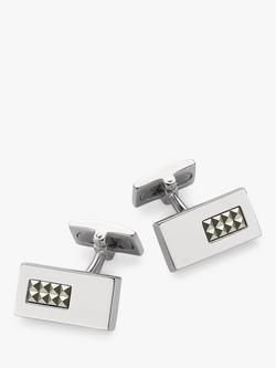 Hoxton London Pyramid Marcasite Set Rectangle Cufflinks, Silver, Silver